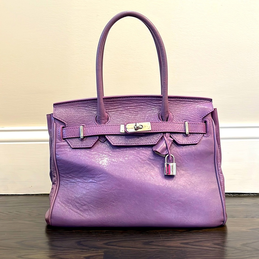 Cuoiera Florentina Italian Made Purple Leather Handbag
